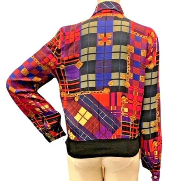 VTG R&K Originals Sz 8 Button Shirt & Vest Top Retro Patchwork Print #245D - Picture 3 of 7